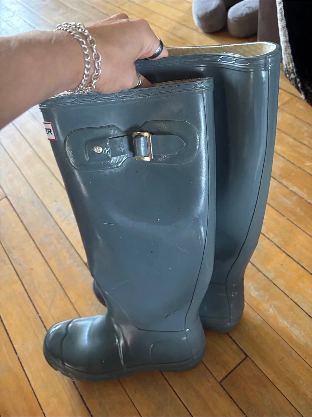 HUNTER Original Tall Grey Waterproof Rain Boots